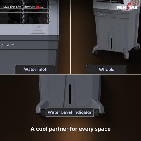 Kenstar Farrata 100L Desert Air Cooler, Light Grey & Dark Grey-4