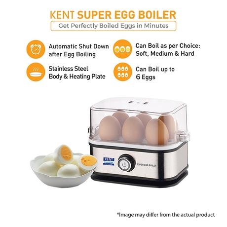Kent Super 400 W Stainless Steel Egg Boiler, 3 Boiling Modes, Upto 6 Egg Capacity,16069-3