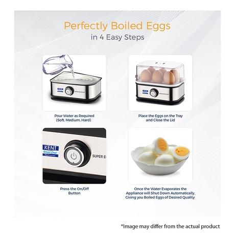 Kent Super 400 W Stainless Steel Egg Boiler, 3 Boiling Modes, Upto 6 Egg Capacity,16069-5