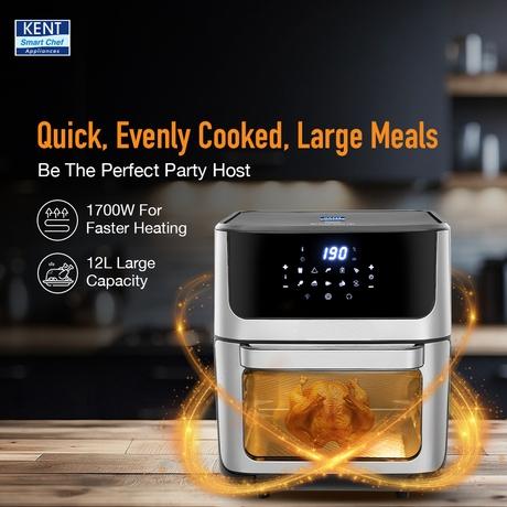 Kent Digital 12 L Air Fryer 1700 W, Black and Silver-3