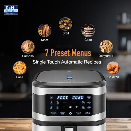 Kent Digital 8 L Air Fryer 1700 W, Black and Silver-4