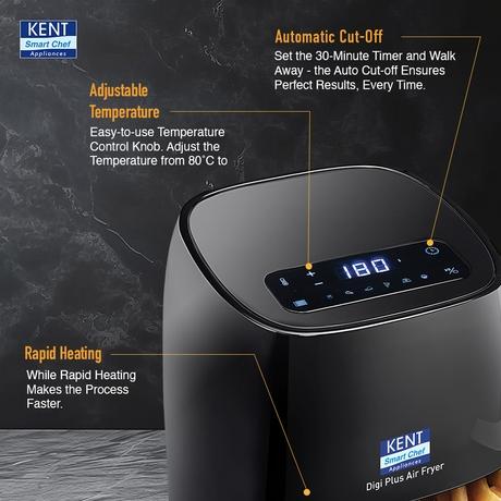 Kent 4 L Digi Plus Air Fryer 1300 W, Black-4