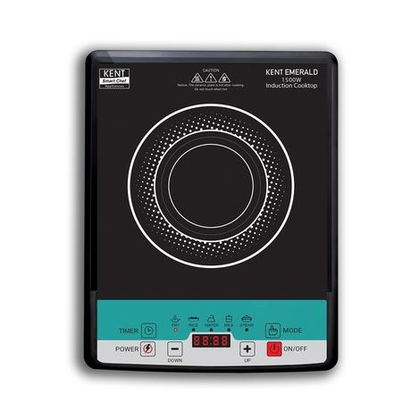 KENT Emerald Induction Cooktop 1500 W, Faster Cooking With 5 Preset Options, Full Microcrystalline Glass, Adjustable Temperature Function, Overheat Protection, Safe Cooking And Easy Cleaning, Black-0