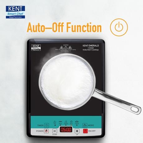 KENT Emerald Induction Cooktop 1500 W, Faster Cooking With 5 Preset Options, Full Microcrystalline Glass, Adjustable Temperature Function, Overheat Protection, Safe Cooking And Easy Cleaning, Black-4