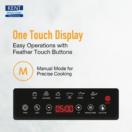 KENT Star Induction Cooktop 3000 W, 6 Preset Menu, Full Microcrystalline Glass, Feather Touch Buttons & LED Display, Milk Boiling & Turbo Cooking Function, Overheat Protection & Auto Turn-Off, Black-6