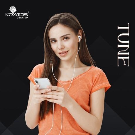 Kratos Tune Type-C Wired Earphones, White-1
