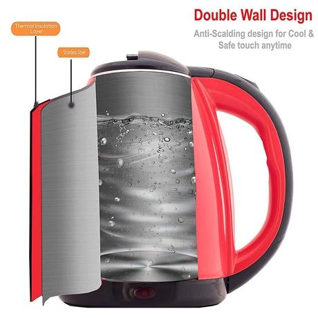 La' Forte 1.8L 1500W Stainless Steel Electric Kettle, Cord-Free, Auto Shut Off Boil-Dry Protection, EKLF001R, Red-4