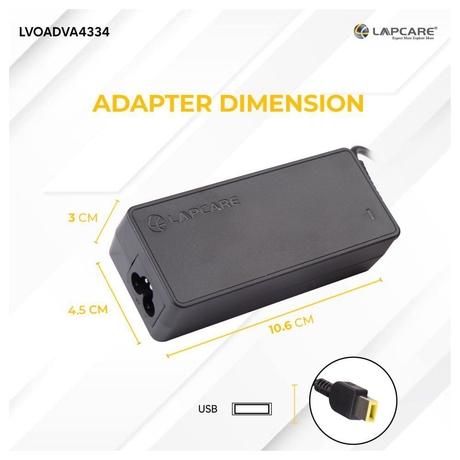 Lapcare LVOADVA4334 Laptop Adapter Designed for Lenovo 3.25A 65 Watt with USB Connector-2
