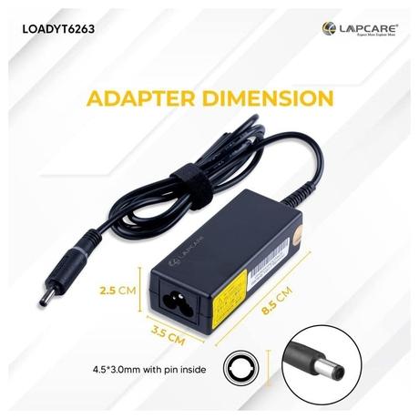 Lapcare LOADYT6263 Laptop Adapter Designed for Dell 19.5V 2.31A 45 Watt 3-Pin Flower without Power-2