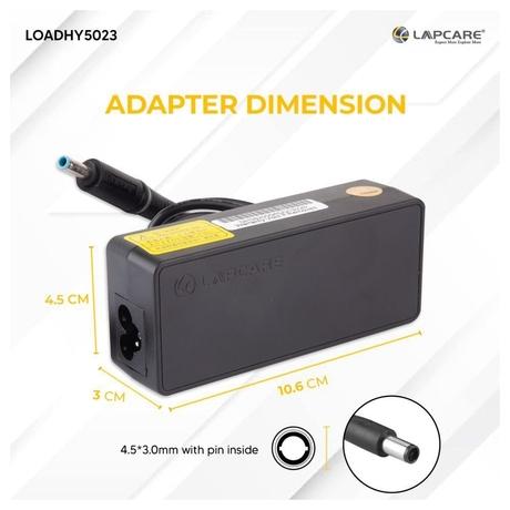 Lapcare LOADHY5023 Laptop Adapter Designed for HP 65 Watt with 4.5 x 3 mm Connector-3