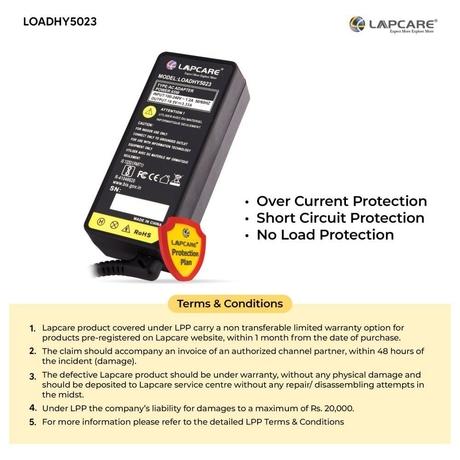 Lapcare LOADHY5023 Laptop Adapter Designed for HP 65 Watt with 4.5 x 3 mm Connector-5