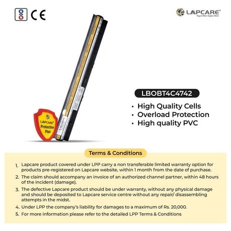 Lapcare 4-Cell 2000 mAh 14.4V Laptop Battery Designed for Lenovo Touch Series G400s/G405s 4C (LBOBT4C4742)-5