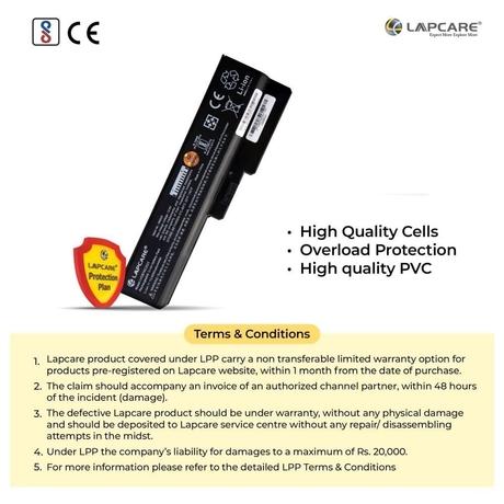 Lapcare LVOBT6C2023 6-Cell 4000mAh Laptop Battery, Black-4