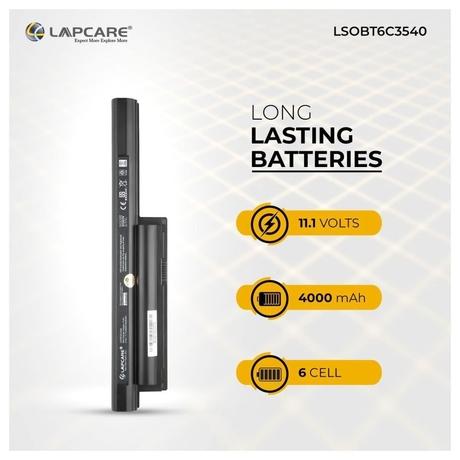 Lapcare LSOBT6C3540 6-Cell 4000mAh Laptop Battery, Black-1