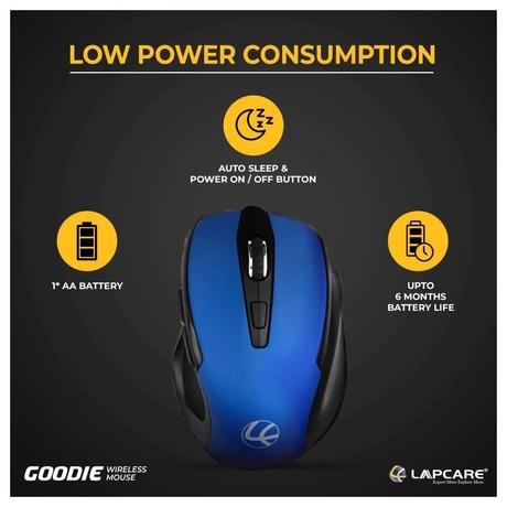 Lapcare Goodie Wireless Optical Mouse, Blue, LKWSBU6931-5