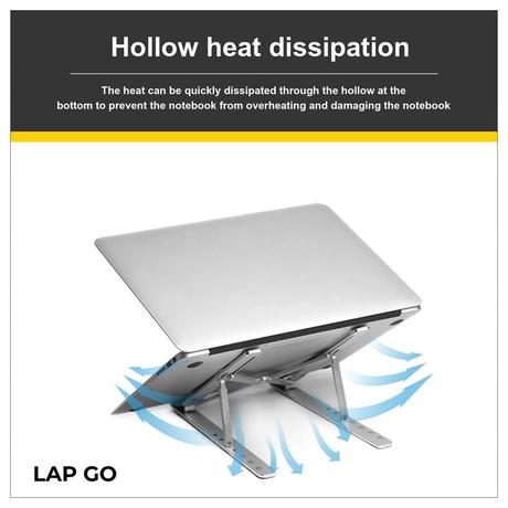 Lapcare LapGo LSE-044 Aluminium Laptop Stand with Pouch for Upto 39.62 cm (15.6 inch) Laptop, Silver-1