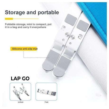 Lapcare LapGo LSE-044 Aluminium Laptop Stand with Pouch for Upto 39.62 cm (15.6 inch) Laptop, Silver-2