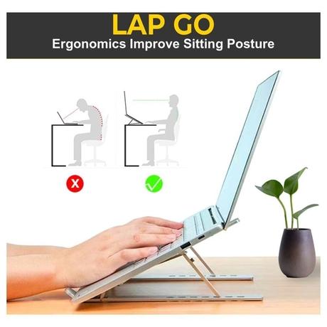 Lapcare LapGo LSE-044 Aluminium Laptop Stand with Pouch for Upto 39.62 cm (15.6 inch) Laptop, Silver-7