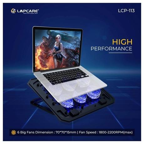 Lapcare Chillmate Pro LPC-113 Laptop Cooling Pad with 6 Fans for Upto 48.26 cm (19 inch) Laptop, Black-6