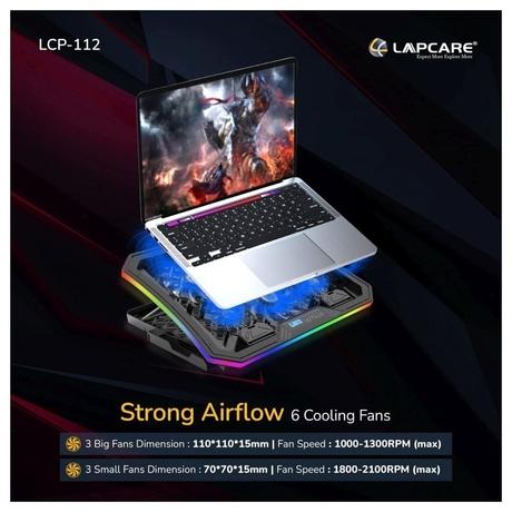 Lapcare Winner Pro LPC-112 RGB Laptop Cooling Pad with 6 Fans for Upto 48.26 cm (19 inch) Laptop, Black-2