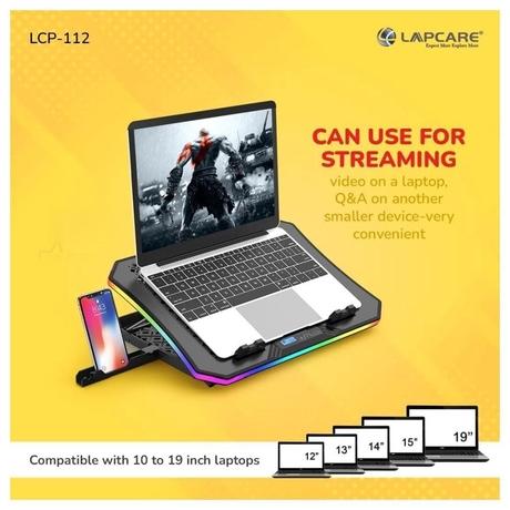 Lapcare Winner Pro LPC-112 RGB Laptop Cooling Pad with 6 Fans for Upto 48.26 cm (19 inch) Laptop, Black-5