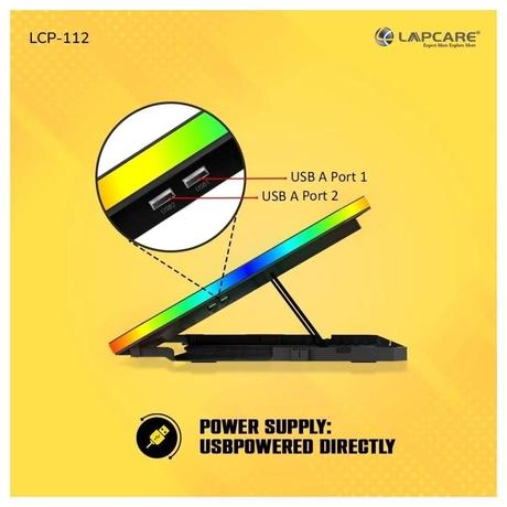 Lapcare Winner Pro LPC-112 RGB Laptop Cooling Pad with 6 Fans for Upto 48.26 cm (19 inch) Laptop, Black-7
