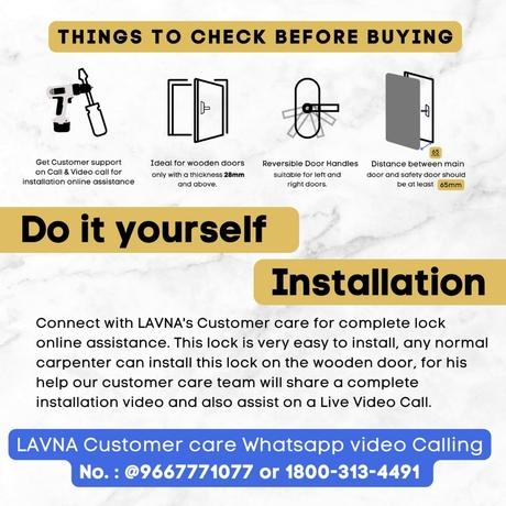 LAVNA LA15 Smart Door Lock with 3 Way of Access (Single Bold Wooden Door Lock)-5
