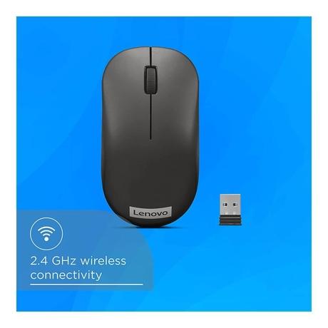 Lenovo 130 Wireless Compact Mouse, 1K DPI Optical sensor, 2.4GHz Wireless NanoUSB, 10m range, 3 Button (left,right,scroll) upto 3M left/right clicks, 10 Month Battery, Ambidextrous, Ergonomic-1
