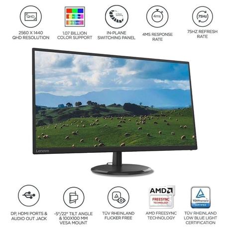 Lenovo D32Q-20 80.01 cm (31.5 inch) with IPS Panel Technology, Borderless, Refresh Rate 75Hz, Black Monitor-5