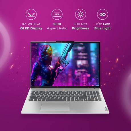 Lenovo IdeaPad Slim 5 12th Gen Intel Core i5 12450H, 40.6 cm (16 inch) WUXGA+ IPS Display, Laptop (16 GB RAM/512 GB SSD, Windows 11, Office 2021, Backlit Keyboard, FHD Camera, Alexa, 3 Month Game Pass, Cloud Grey, 1.89 kg, 83BG000DIN-6