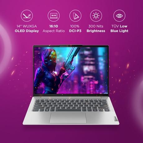 Lenovo IdeaPad Slim 5 13th Gen Intel Core i5 13420H, 35.5 cm (14 inch) WUXGA IPS Display, Laptop (16 GB RAM/512 GB SSD, Windows 11, Office 2021, Backlit Keyboard, FHD Camera, Alexa, 3 Month Game Pass, Cloud Grey, 1.46 kg, 82XD003MIN-10