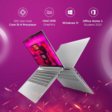 Lenovo IdeaPad Slim 5 13th Gen Intel Core i5 13420H, 35.5 cm (14 inch) WUXGA IPS Display, Laptop (16 GB RAM/512 GB SSD, Windows 11, Office 2021, Backlit Keyboard, FHD Camera, Alexa, 3 Month Game Pass, Cloud Grey, 1.46 kg, 82XD003MIN-11