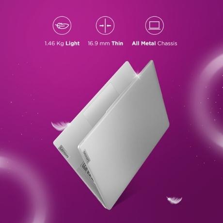 Lenovo IdeaPad Slim 5 13th Gen Intel Core i5 13420H, 35.5 cm (14 inch) WUXGA IPS Display, Laptop (16 GB RAM/512 GB SSD, Windows 11, Office 2021, Backlit Keyboard, FHD Camera, Alexa, 3 Month Game Pass, Cloud Grey, 1.46 kg, 82XD003MIN-12