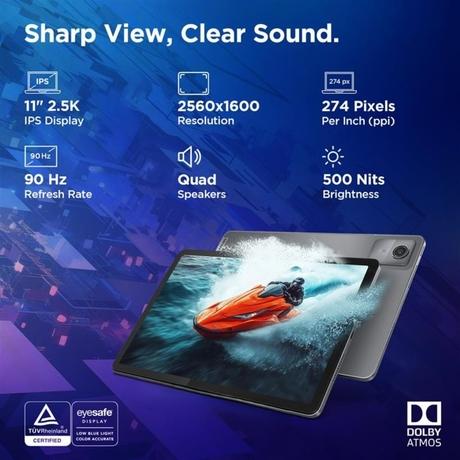 Lenovo Idea Tab 27.94 cm (11 inch) WiFi + 5G Tablet, 256 GB, 8 GB RAM, Grey, ZAFM0708IN-1