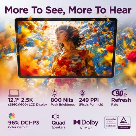 Lenovo Idea Tab Plus 30.73 cm (12.1 inch) WiFi Tablet with Pen, 256 GB, 12 GB RAM, Cloud Grey, ZAG70923IN-2