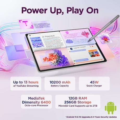 Lenovo Idea Tab Plus 30.73 cm (12.1 inch) WiFi Tablet with Pen, 256 GB, 12 GB RAM, Cloud Grey, ZAG70923IN-3