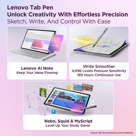 Lenovo Idea Tab Plus 30.73 cm (12.1 inch) WiFi Tablet with Pen, 256 GB, 12 GB RAM, Cloud Grey, ZAG70923IN-4