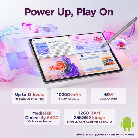 Lenovo Idea Tab Plus 30.73 cm (12.1 inch) WiFi + 5G Tablet with Pen, 256 GB, 12 GB RAM, Luna Grey, ZAGF0150IN-3