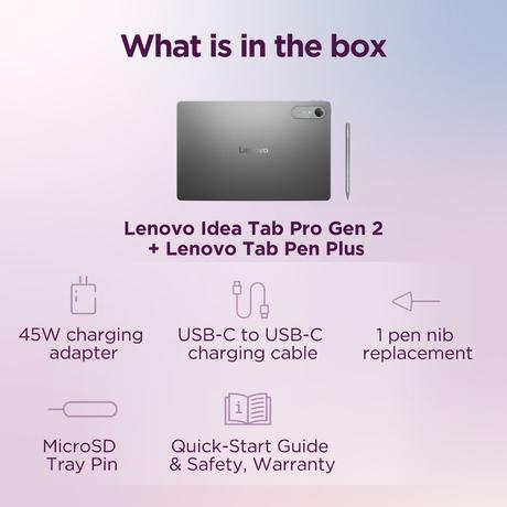 Lenovo Idea Tab Pro Gen 2 33.02 cm (13 inch) Wi-Fi Tablet with Pen, 256 GB, 8 GB RAM, Luna Grey, ZAHD0731IN-11