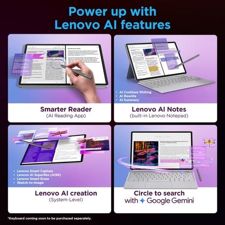 Lenovo Idea Tab Pro Gen 2 33.02 cm (13 inch) Wi-Fi Tablet with Pen, 256 GB, 12 GB RAM, Luna Grey, ZAHD0729IN-9