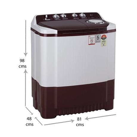 LG 8 kg Semi automatic, Roller Jet Pulsator, Wind jet Dry, 3+1 Washprograms, Rat Away feature, Burguandy, 5 star (P8030SRAZ)-1