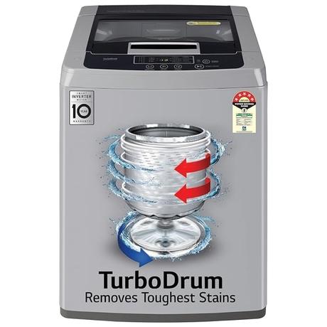 LG 6.5 Kg 5 Star Smart Inverter Fully-Automatic Top Loading Washing Machine (T65SKSF4Z, Middle Free Silver, Smart Diagnosis)-0