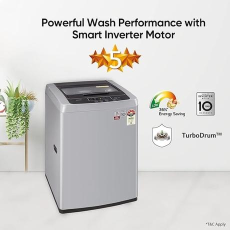 LG 6.5 Kg 5 Star Smart Inverter Fully-Automatic Top Loading Washing Machine (T65SKSF4Z, Middle Free Silver, Smart Diagnosis)-3
