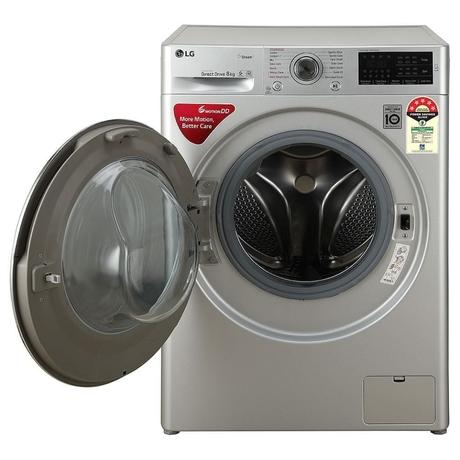 LG 8 Kg 5 Star Inverter Fully-Automatic Front Loading Washing Machine (FHT1408ANL, Silver, with Steam, 2 Years Warranty)-1