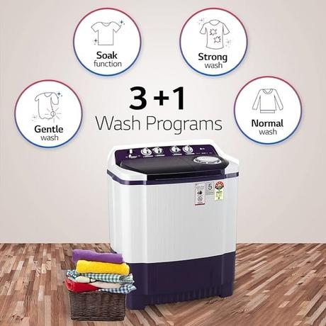 LG 7.5 Kg 5 Star Semi-Automatic Top Loading Washing Machine (P7525SPAZ, Purple, Roller Jet Pulsator)-3