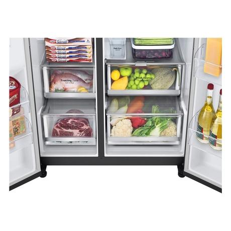 LG 630 L 3 Star Frost Free Side by Side Refrigerator, Matt Black, X257AMC3-12