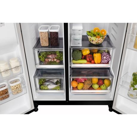 LG 630 L 3 Star Frost Free Side by Side Refrigerator, Matt Black, L257CMC3-10