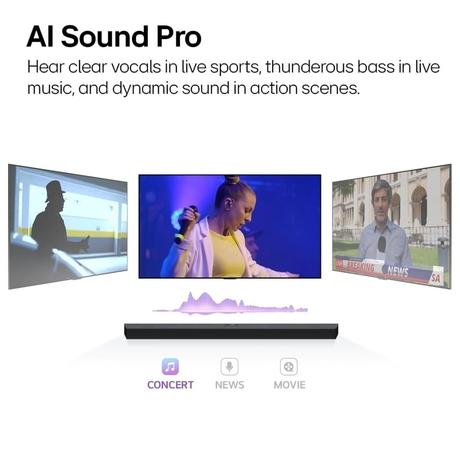 LG S70TY 3.1.1 Channel, 400 W Perfect TV Matching Soundbar, Dolby Atmos, Wow Orchestra & Wow Interface, AI Sound Pro, Rear Speaker Ready, Wireless Subwoofer, Black-9