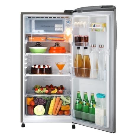 LG 185 L 3 Star Fruit & Vegetable Basket Single Door Direct Cool Refrigerator with Smart Inverter Compressor, Anti Bacterial Gasket, Shiny Steel, GLD1936YAPZB-1