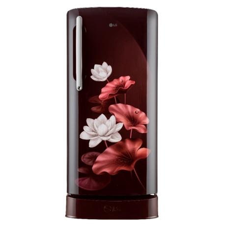 LG 201 L 5 Star Single Door Direct Cool Refrigerator with Smart Inverter Compressor Base Stand Drawer, Scarlet Lotus, GLD2156ZHSL-0